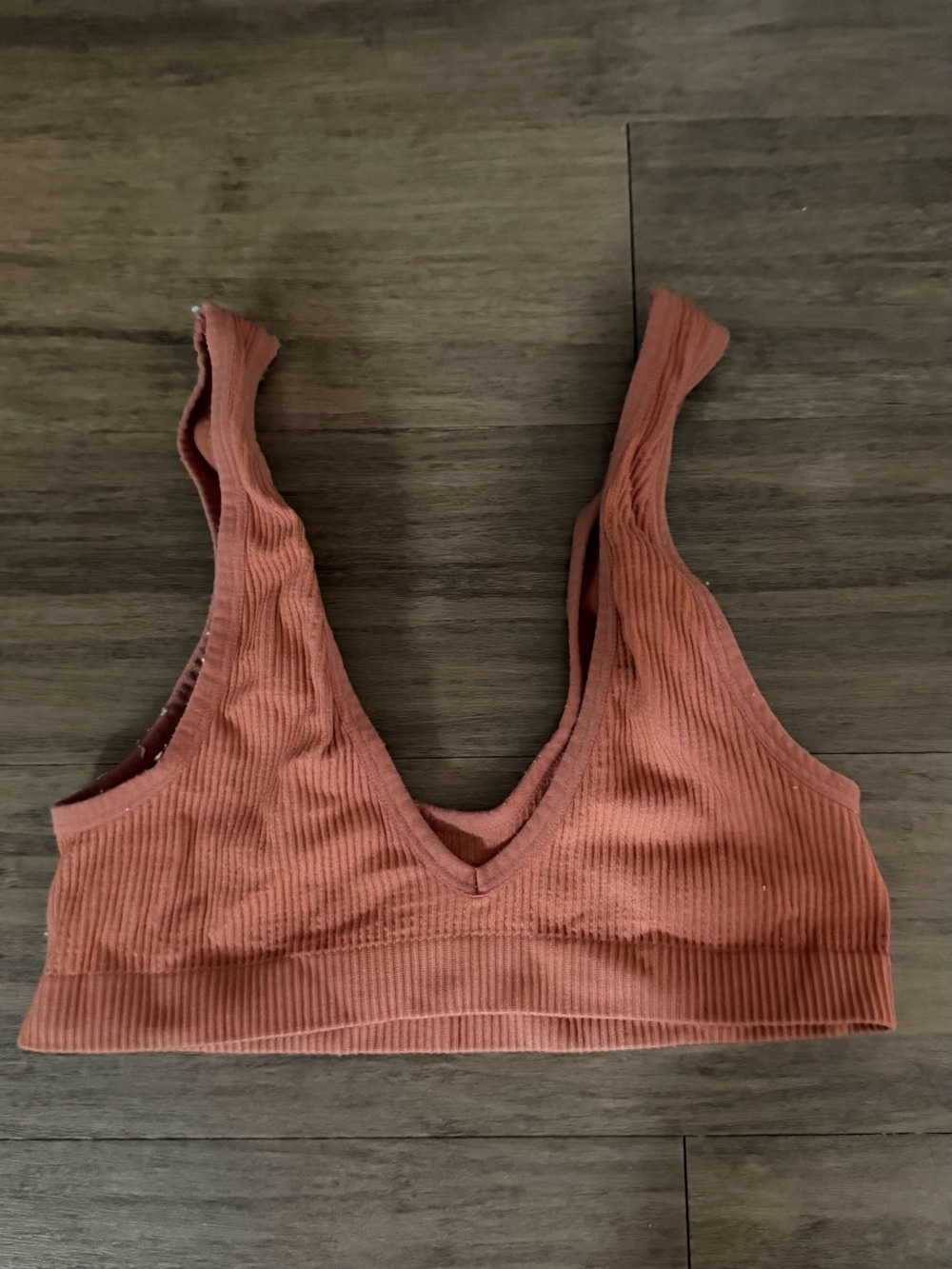 Ribbed V-Neck Bralette in Rust